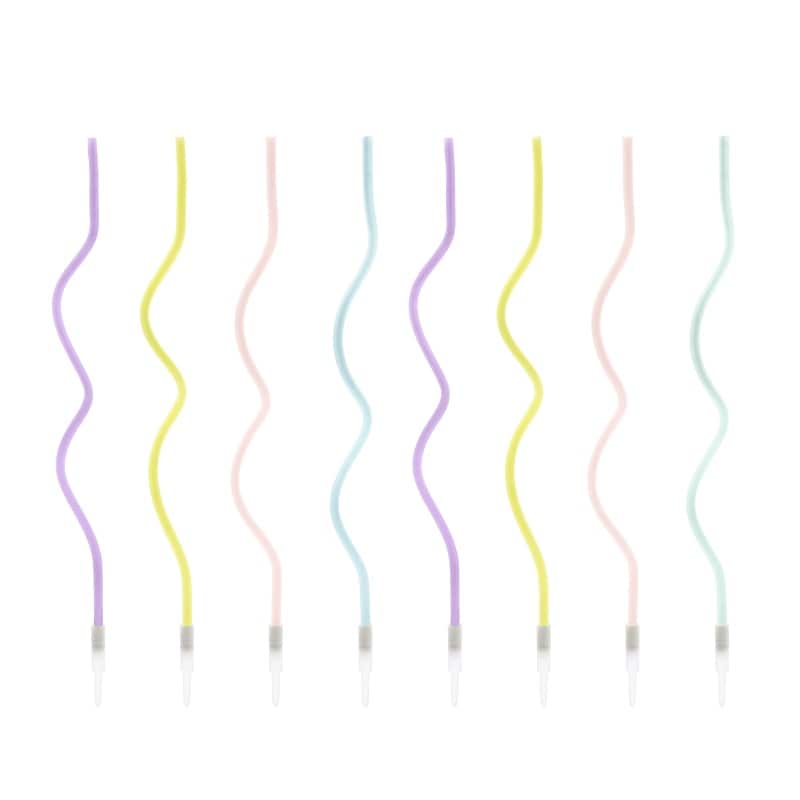 Taartkaarsen - Wavy pastel 8 stuks