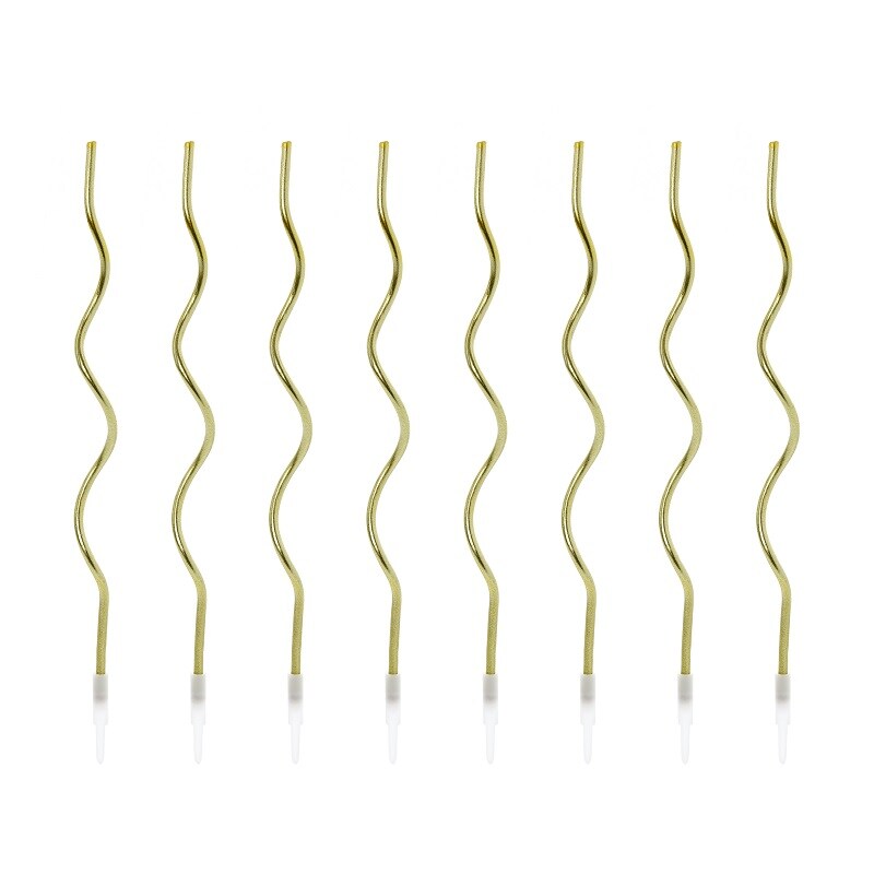 Taartkaarsen - Wavy metallic goud 6 stuks
