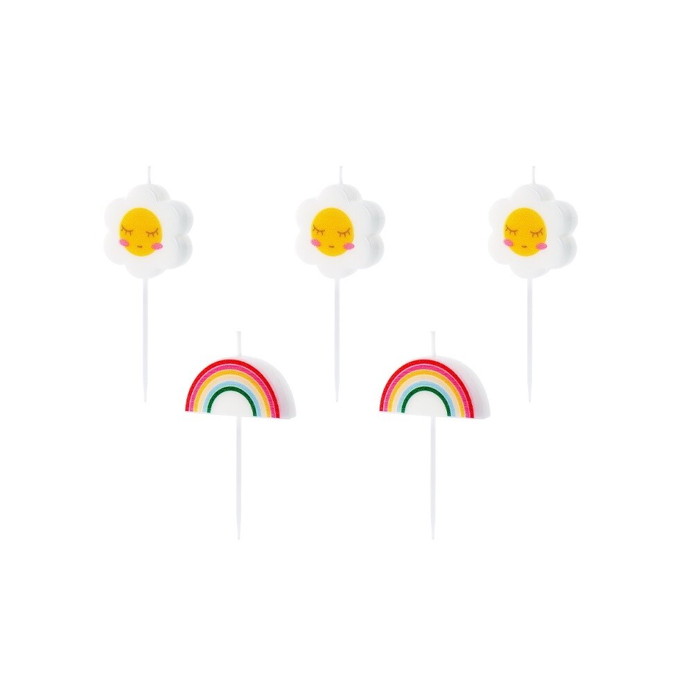Taartkaarsjes - Daisys 5 stuks