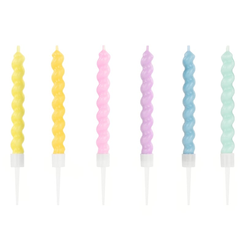 Taartkaarsjes - Pastel Schroeven 6 stuks