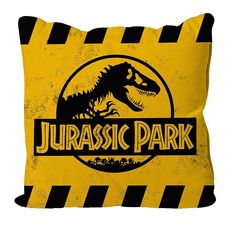 Jurassic Park - Kussen Caution Geel Logo 40 x 40 cm