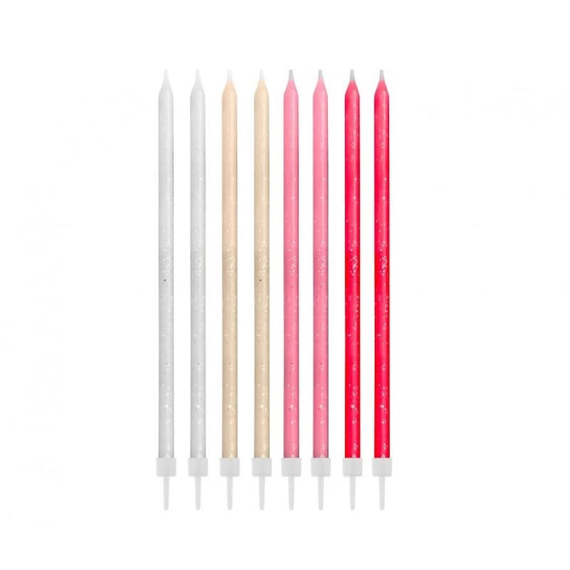 Glinsterende taartkaarsen - Roze mix 24 stuks