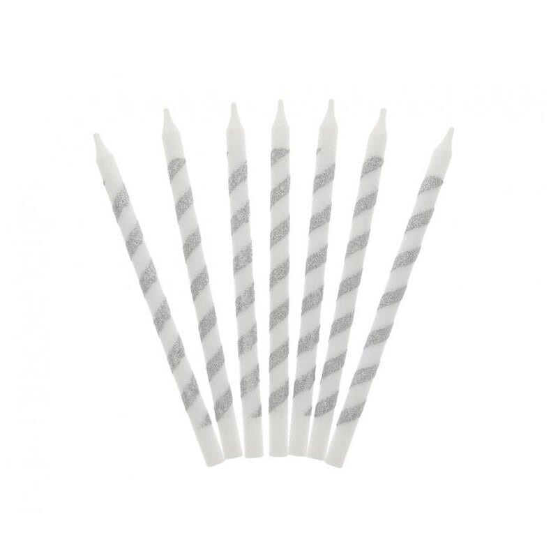 Taartkaarsen Zilverglitter 16 stuks