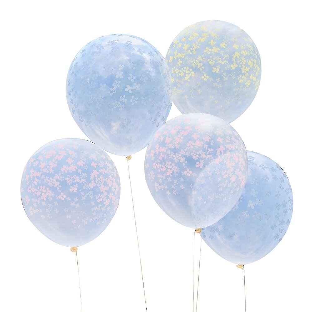 Ballonnen met kleine bloemen 5 stuks