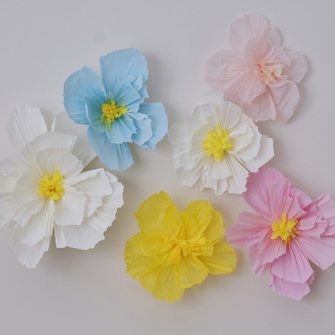 Decoratiebloemen van zijdepapier 6 stuks