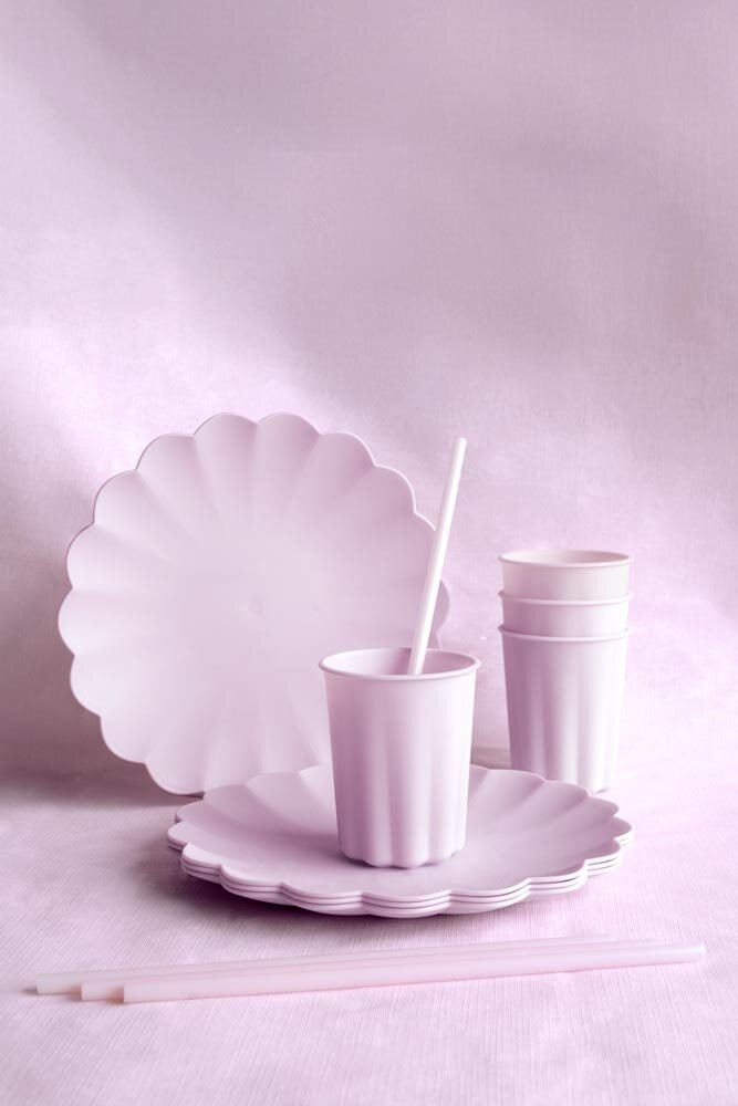 Plastic Bekers, Pastellila 220 ml 4 stuks