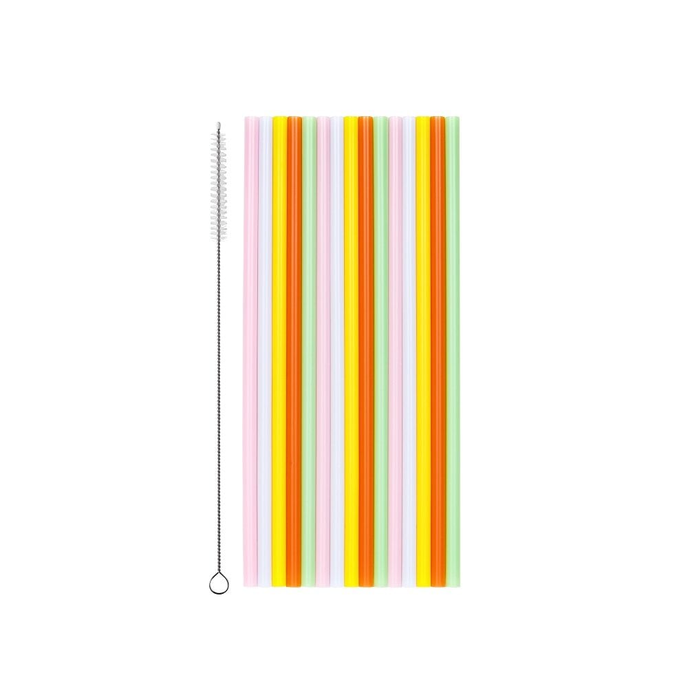 Meerkleurige plastic rietjes 30 stuks