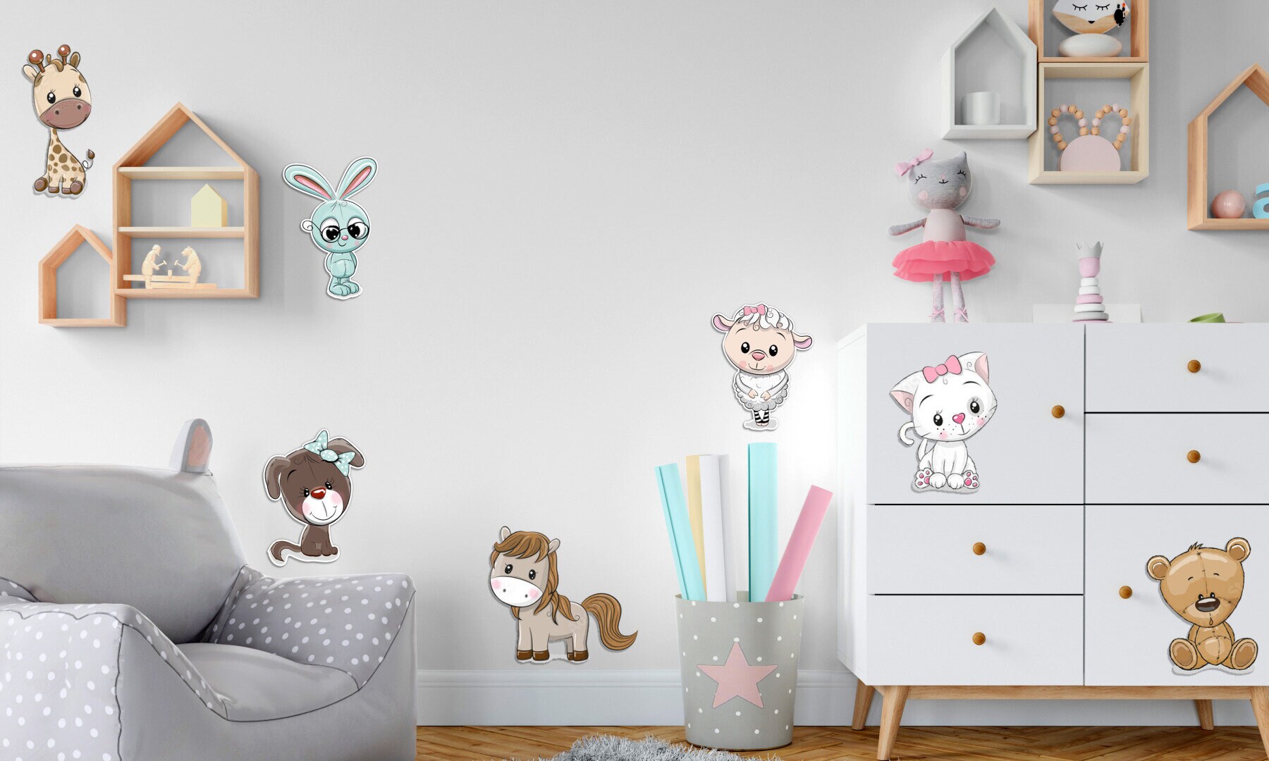 Giraffe muurdecoratie voor de kinderkamer - 3D