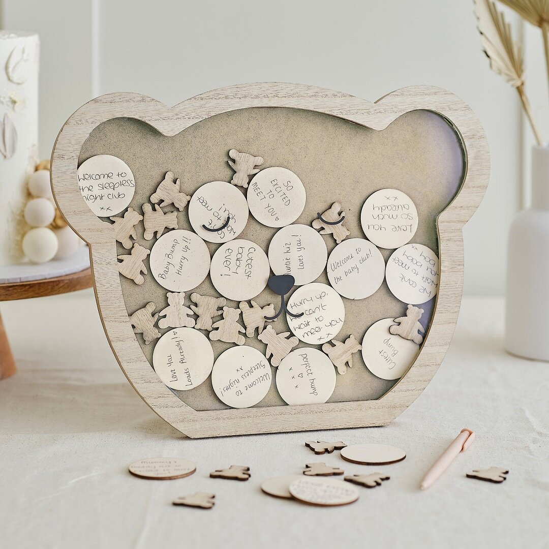 Teddybeer - Gastenboek in houten frame