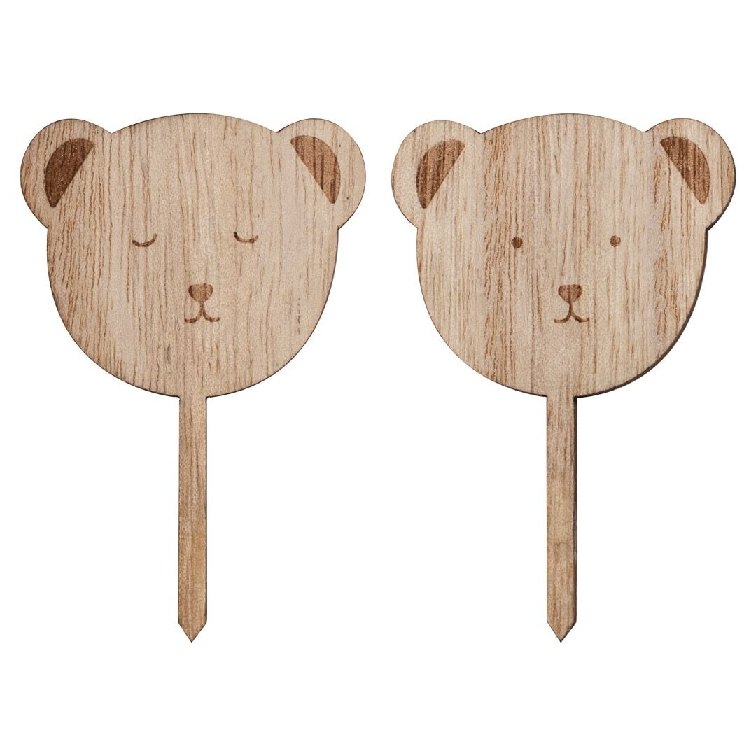 Teddybeer - Caketoppers van hout 6 stuks
