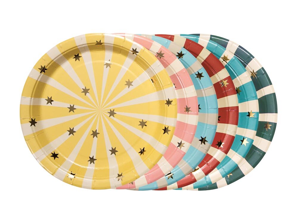 Circus Papieren Bordjes 18 cm, 6 stuks