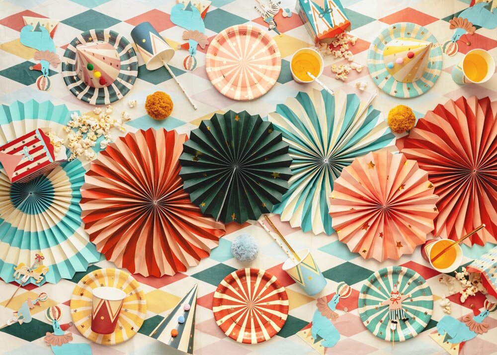 Circus Papieren Bordjes 18 cm, 6 stuks