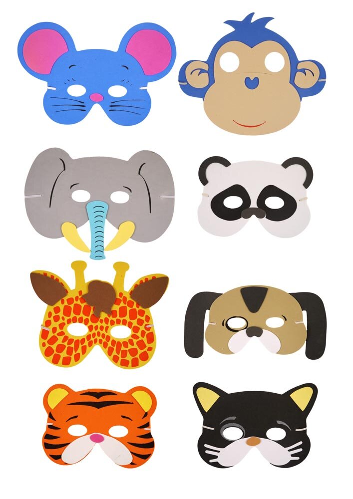 Safari dierenmaskers van zacht foam (per stuk)