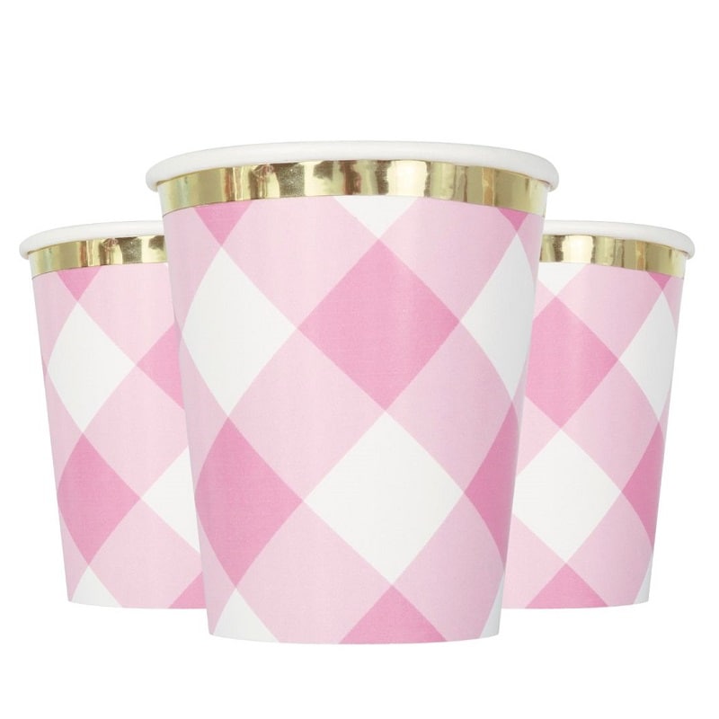 Geruit Roze Bekers, 1 jaar 8 stuks