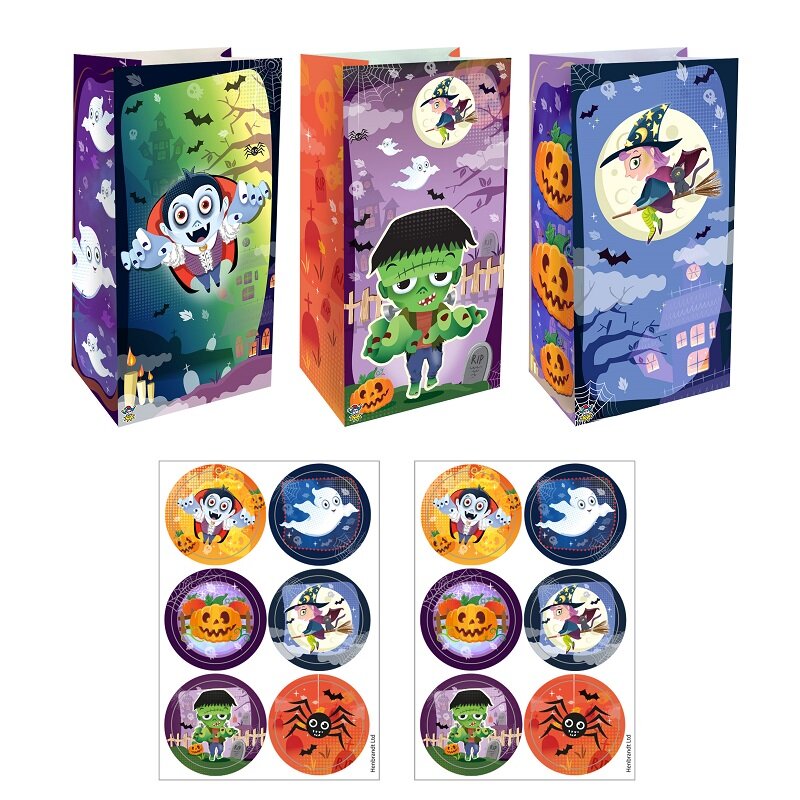 Halloween - Uitdeelzakjes met stickers 12 stuks