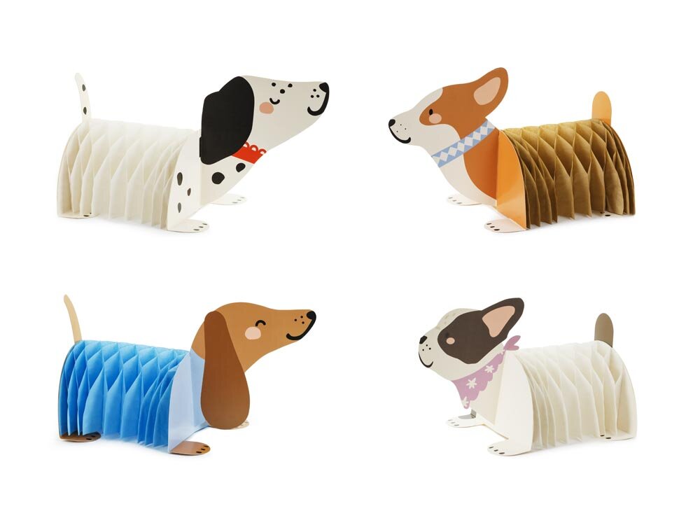 Honeycomb decoratie honden, 4-pack