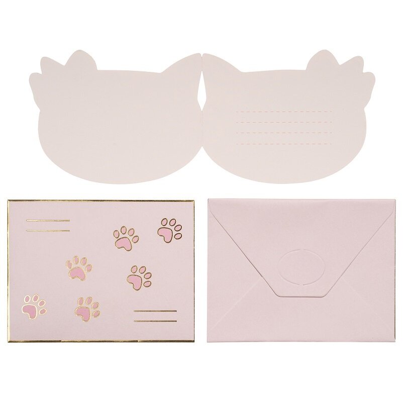 Cat Paws - Uitnodigingskaartjes met enveloppen 6 stuks