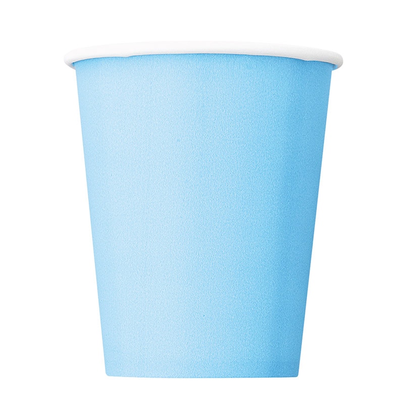 Papieren Bekers 266 ml Lichtblauw 8 stuks