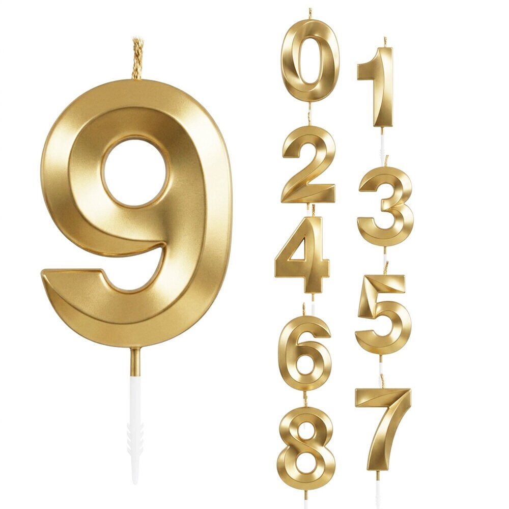Taartkaars goudmetallic cijfer 0-9