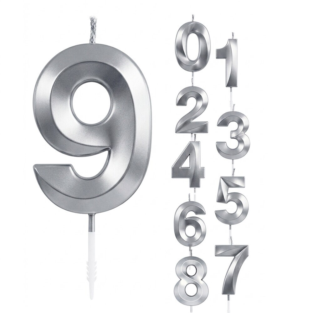 Taartkaars zilvermetallic cijfer 0-9