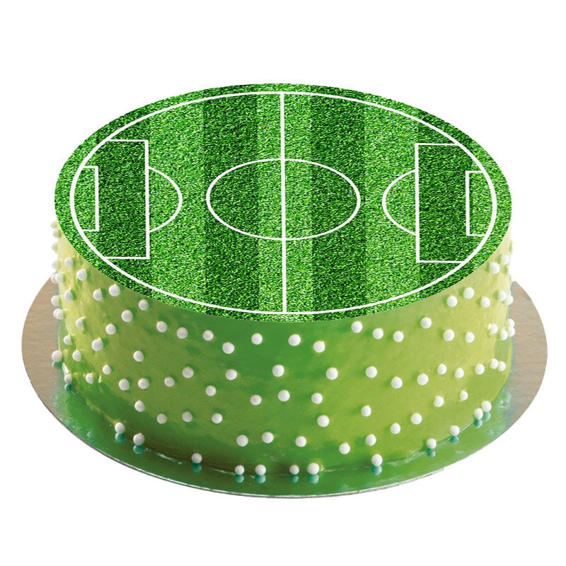 Taartprint Rond Voetbalveld - Fondant 16 cm