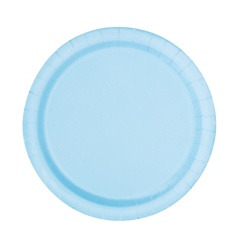 Papieren Bordjes 17 cm Lichtblauw 8 stuks