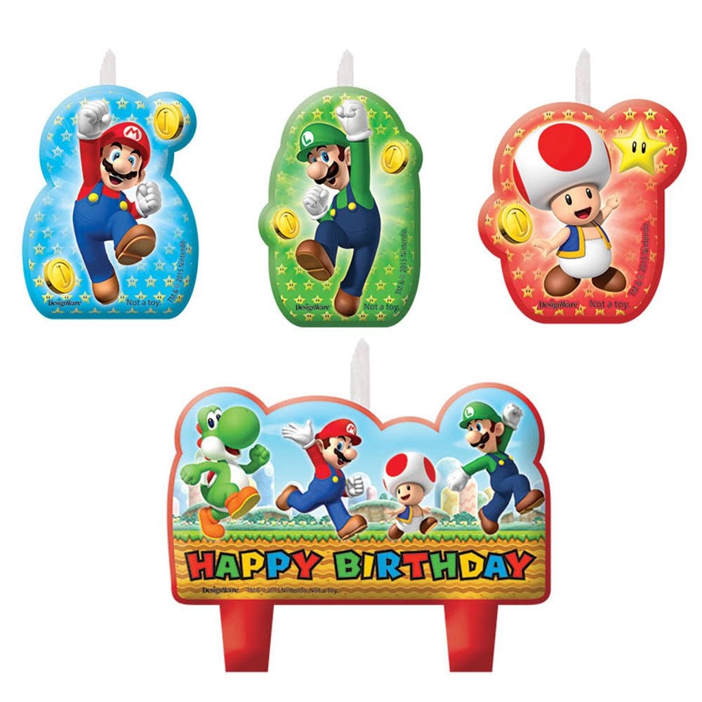 Super Mario Taartkaarsjes 4-pack