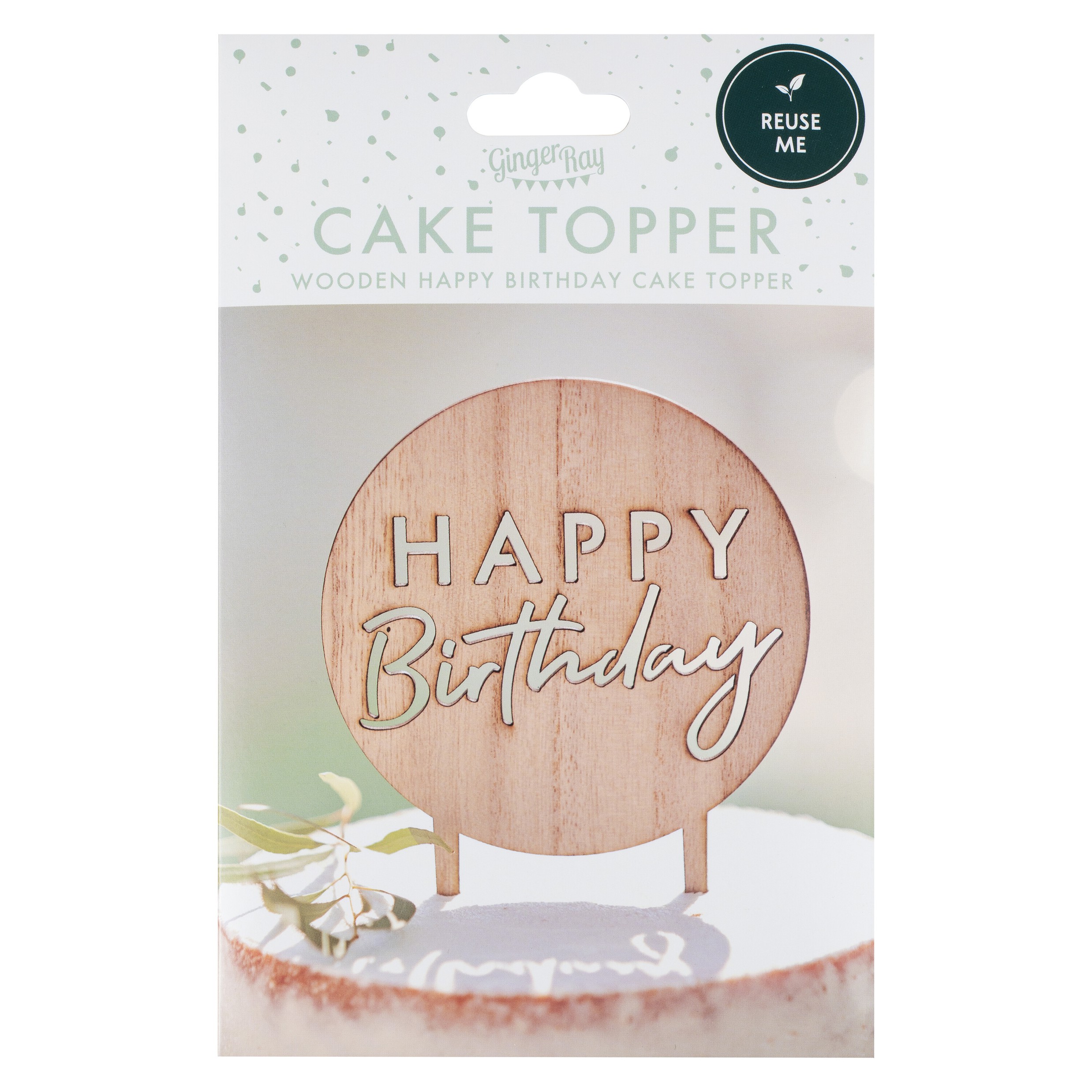 Cake Topper - Happy Birthday in hout