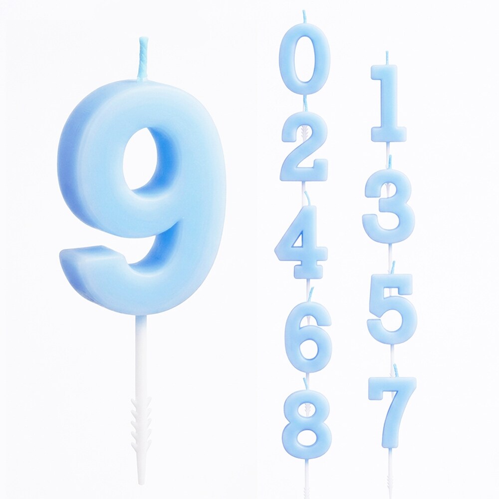 Pastelblauwe Cijferkaarsen 0-9