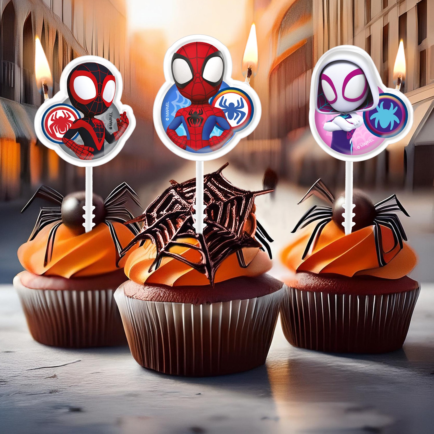 Spidey - Taartkaarsjes Picks 4 stuks