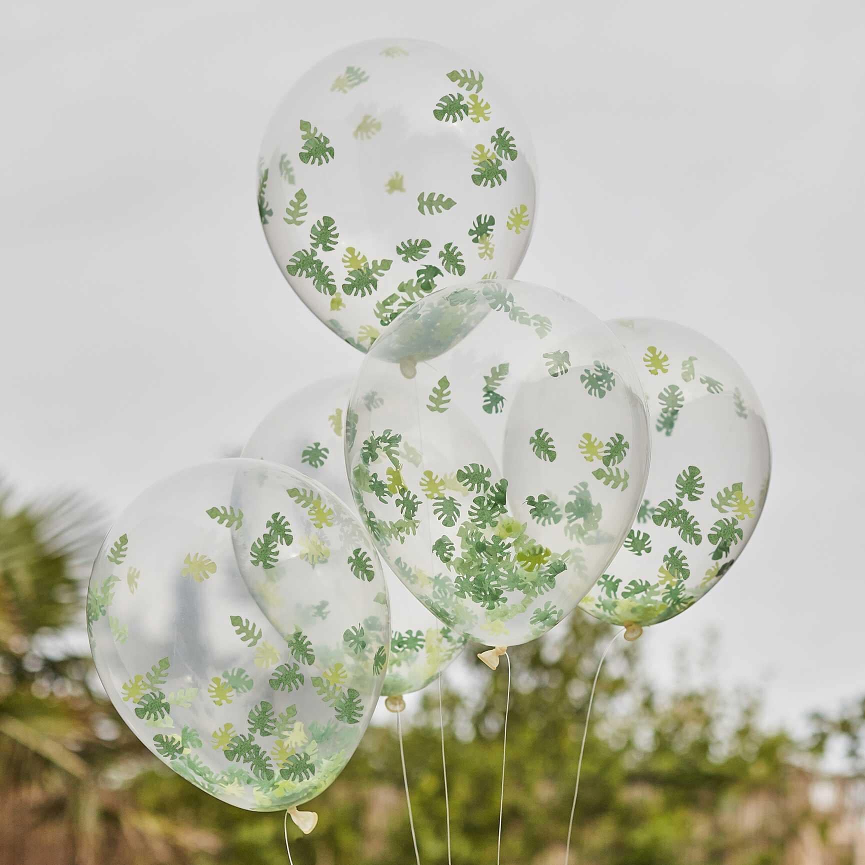 Let´s Go Wild - Ballonnen met bladconfetti 5 stuks