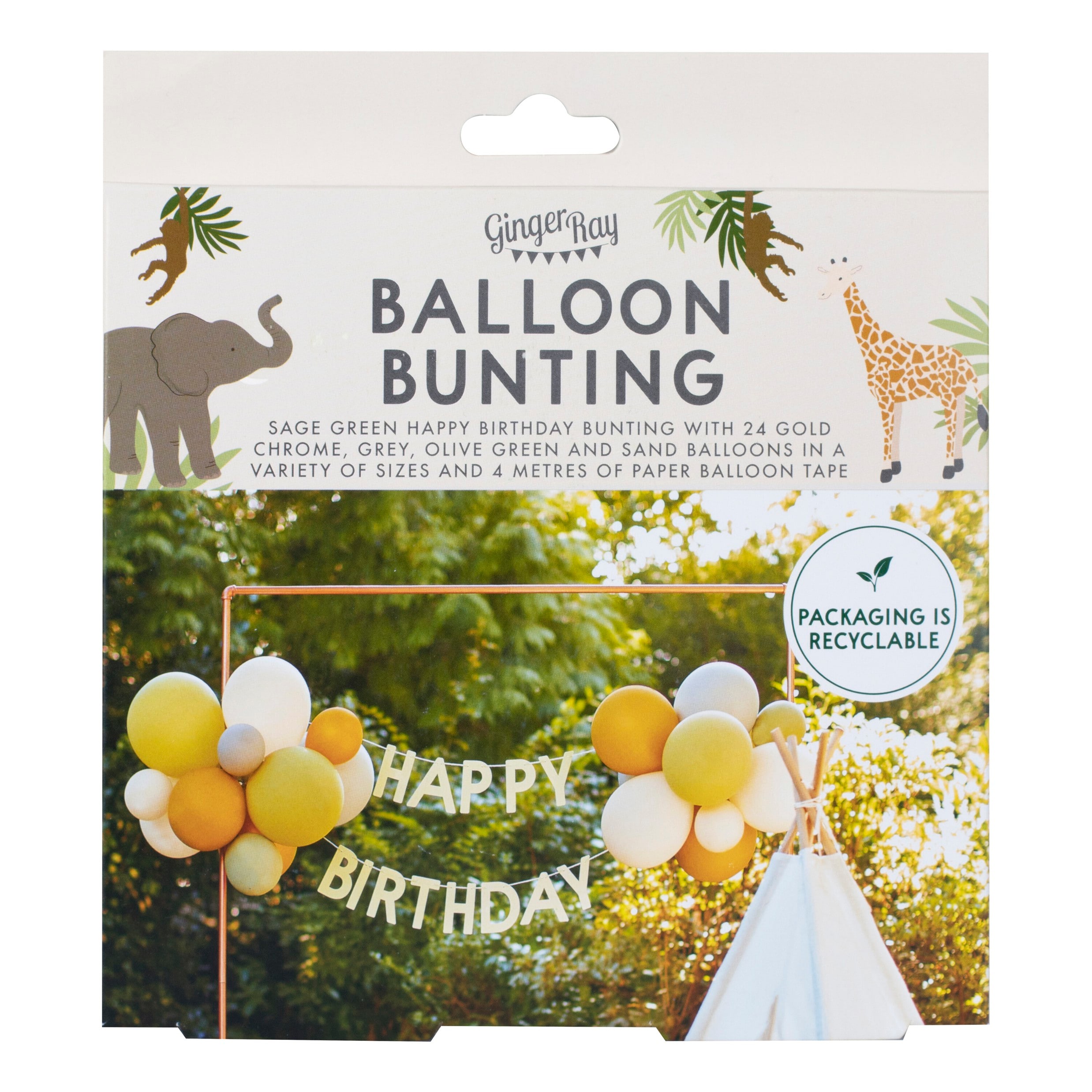 Let's Go Wild - Happy Birthday slinger met ballonnen